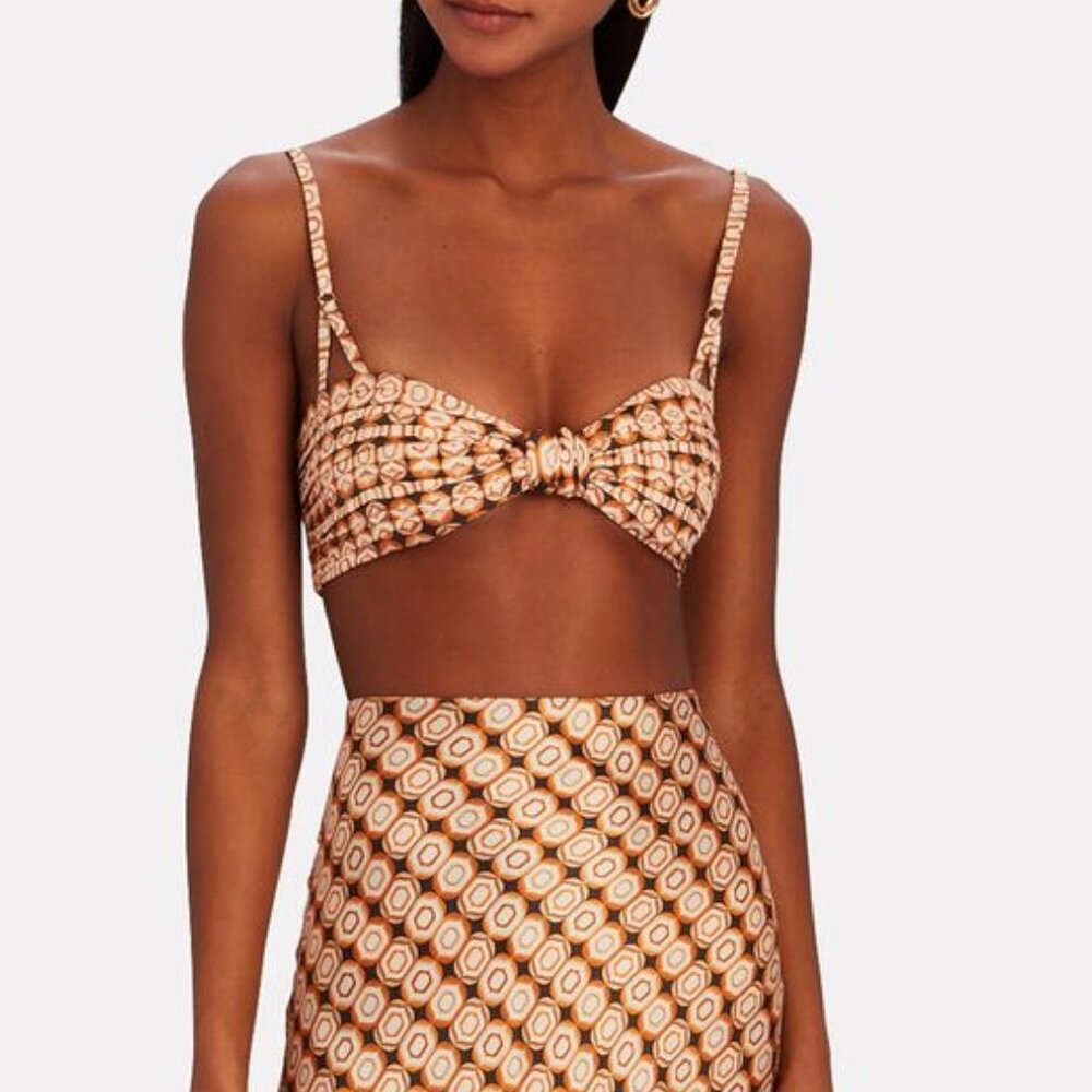 Ronny Kobo Geometric Printed Bra Top